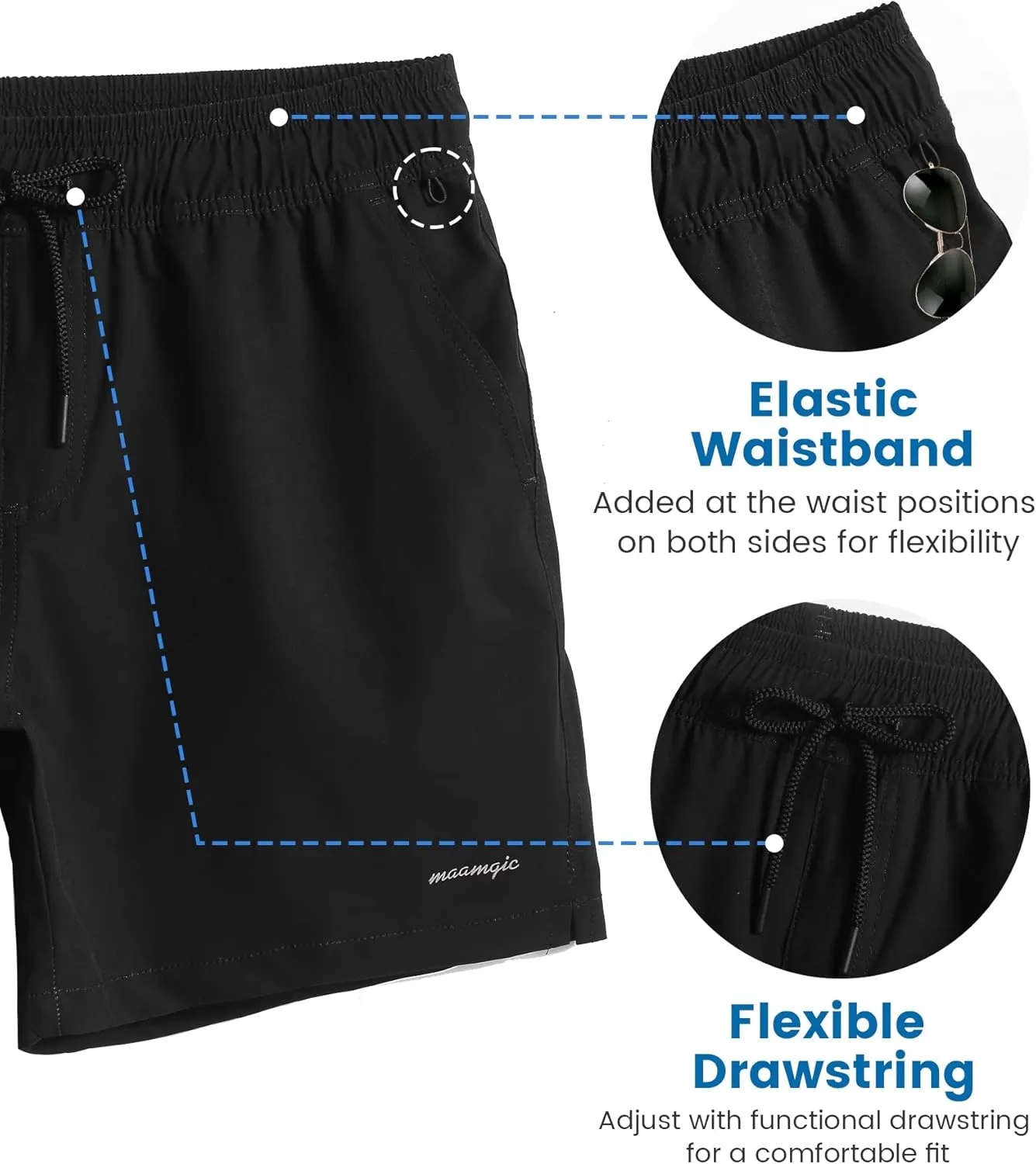 maamgic Workout Shorts for Men 5 Inch Gym Running Shorts Mens Stretch Quick Dry Athletic Shorts with Mesh Pockets