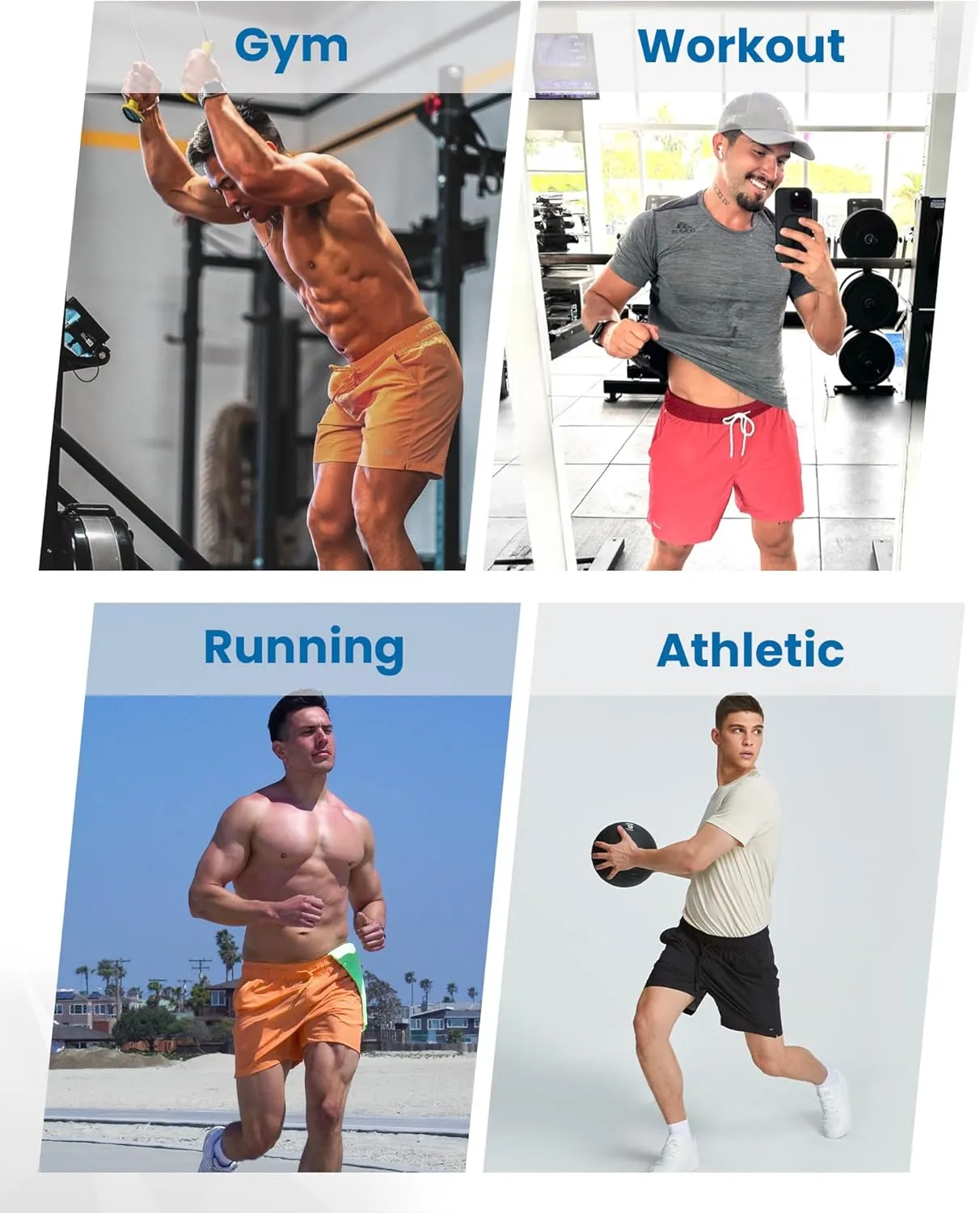 maamgic Workout Shorts for Men 5 Inch Gym Running Shorts Mens Stretch Quick Dry Athletic Shorts with Mesh Pockets