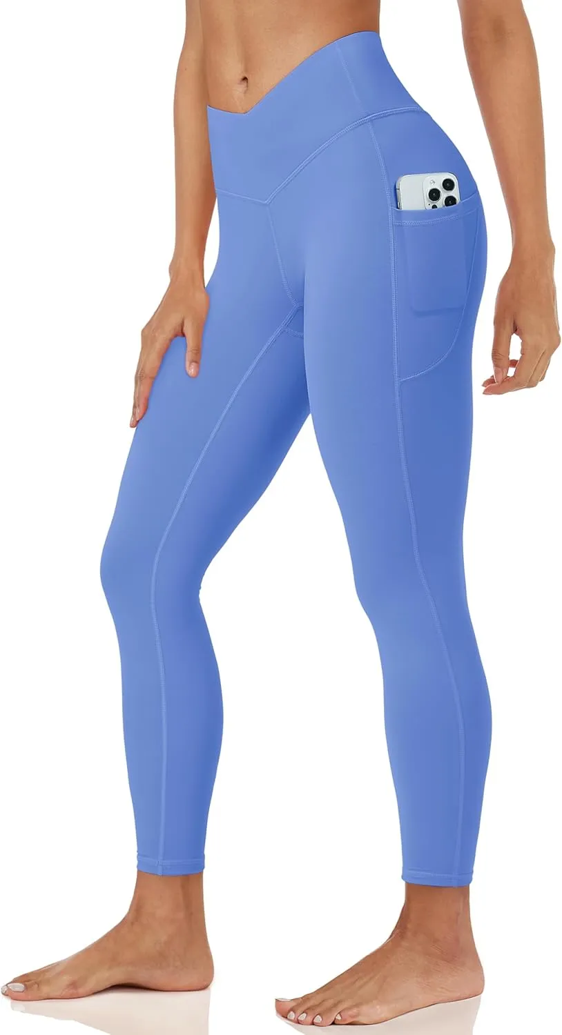 MAGCOMSEN Women's Yoga Leggings V Waist Gym Workout Athletic Leggings with Pockets Stretch Soft Leggings Spring Autumn