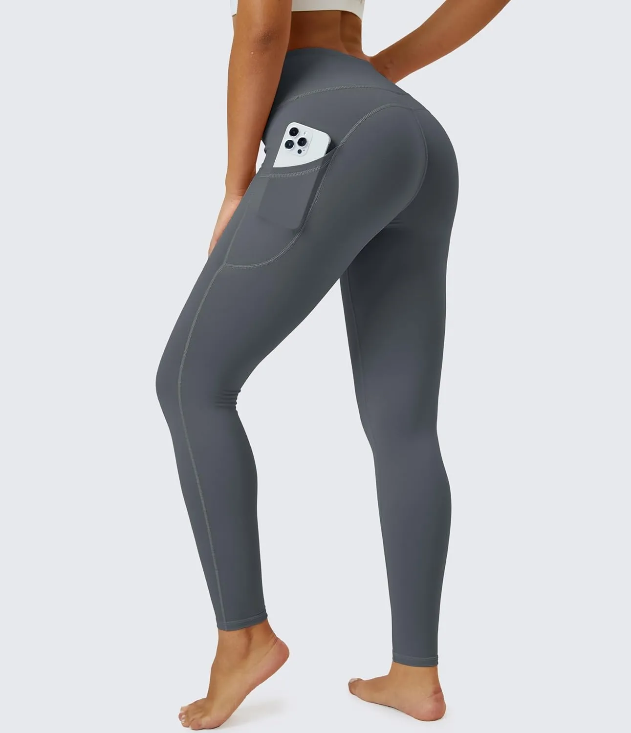 MAGCOMSEN Women's Yoga Leggings V Waist Gym Workout Athletic Leggings with Pockets Stretch Soft Leggings Spring Autumn