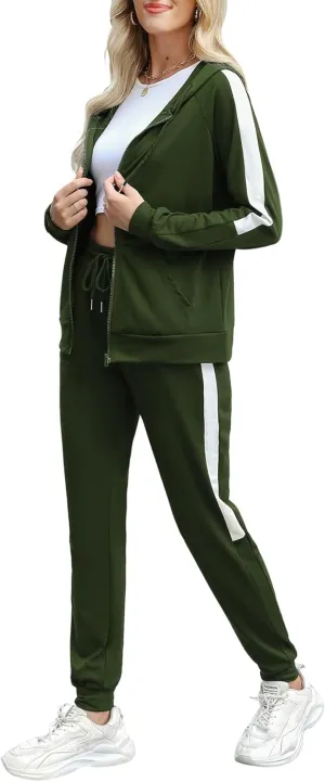 Marvmys 2 Piece Tracksuit for Women Set Zip Up Hoodies Sweatsuits Color Block Jogging Suit with Pockets