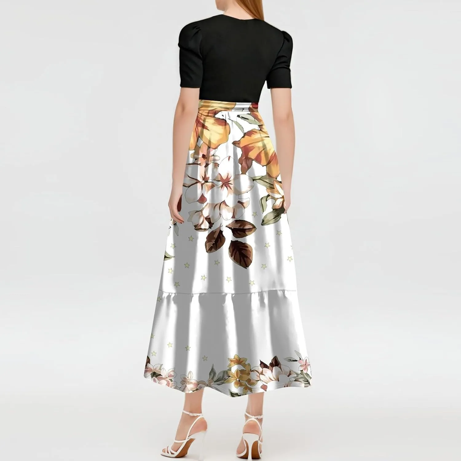 Maxi Dresses for Women 2025,Patchwork Womens Easter Dresses Wedding Guest Formal Spring Summer Wrap Dress for Women