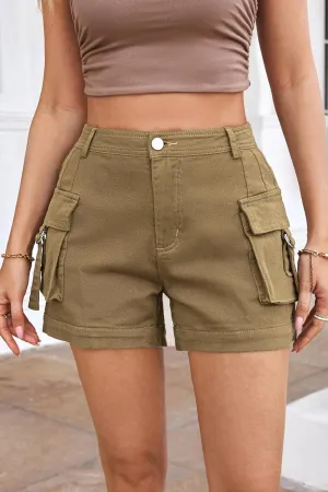 Melliflo Women's Cargo Shorts Summer Casual Jeans Denim Shorts Vintage High Waisted Button Zipper Shorts