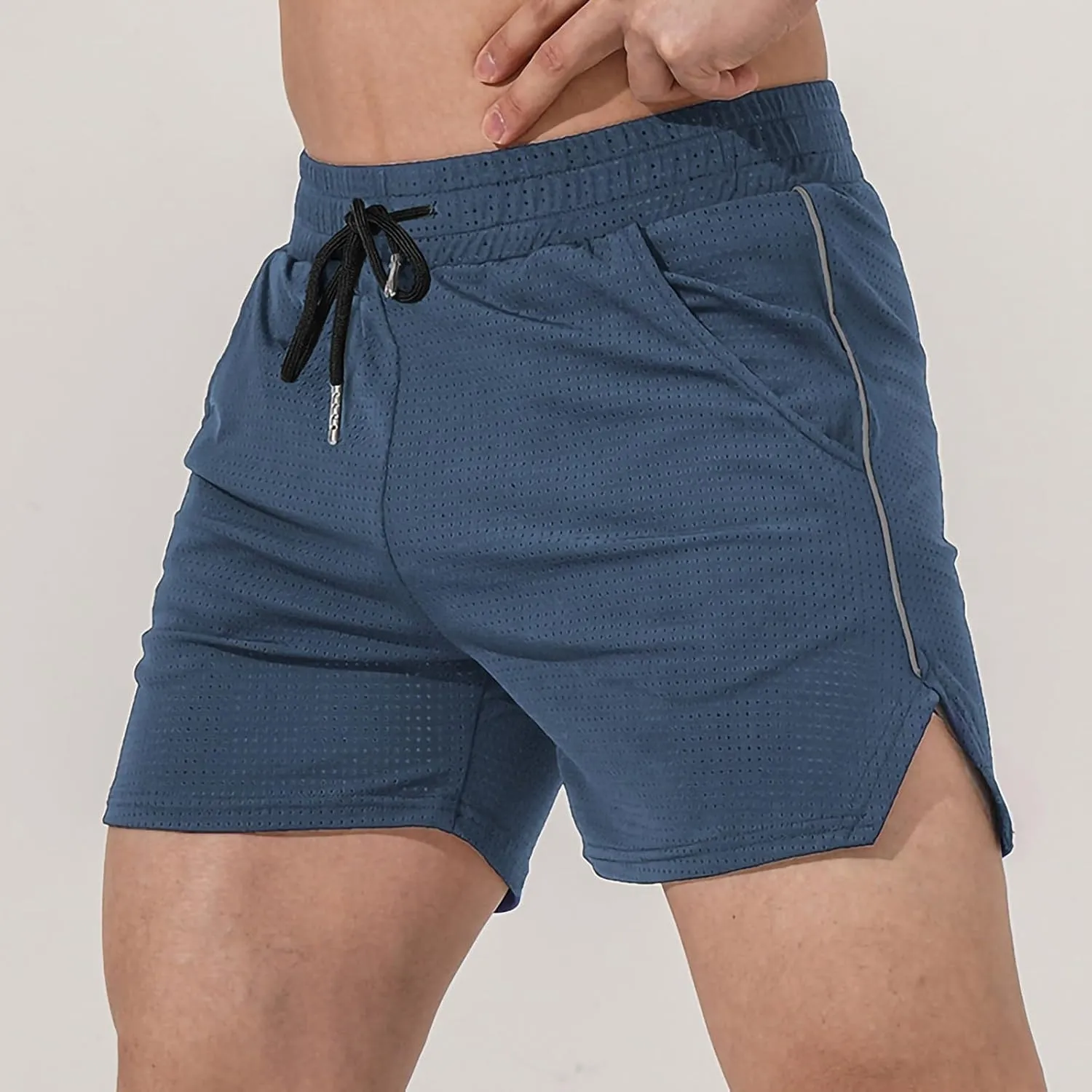 Men's Athletic Shorts Elastic Waist Gym Running Shorts with Pockets Summer Casual Quick Dry Breathable Workout Shorts