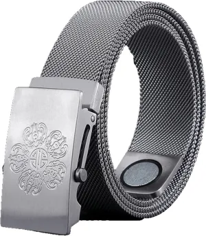 Men's Belts Stainless Steel,No Leather Ratchet Metal Braided Magnetic Dress Belt with Roller Buckle
