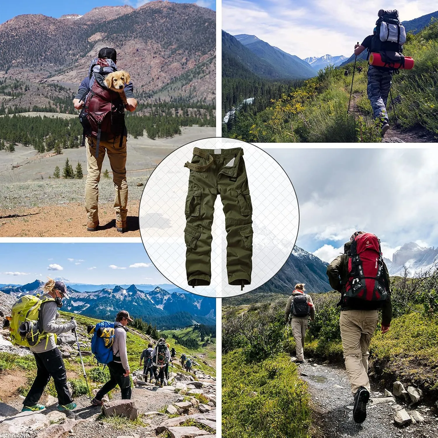 Men's Cargo Pants, Casual Outdoor Camo Pants, Relaxed Fit Work Pants with Multi Pockets