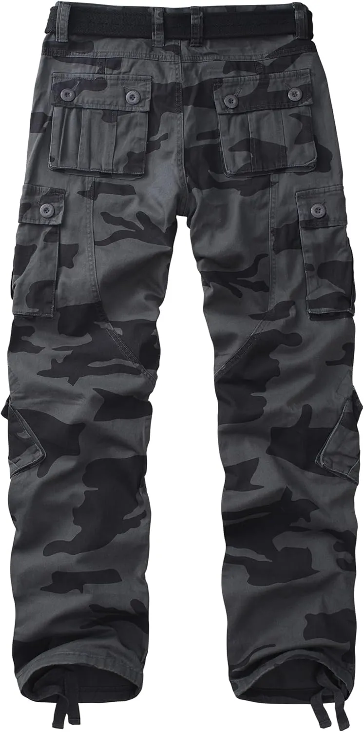 Men's Cargo Pants, Casual Outdoor Camo Pants, Relaxed Fit Work Pants with Multi Pockets