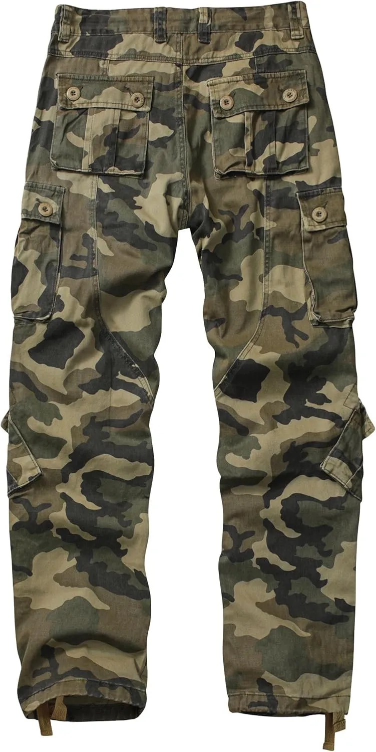 Men's Cargo Pants, Casual Outdoor Camo Pants, Relaxed Fit Work Pants with Multi Pockets