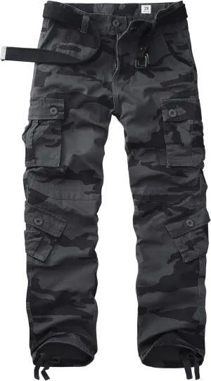 Men's Cargo Pants, Casual Outdoor Camo Pants, Relaxed Fit Work Pants with Multi Pockets