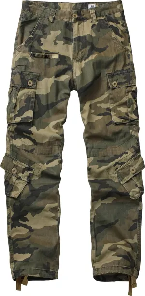 Men's Cargo Pants, Casual Outdoor Camo Pants, Relaxed Fit Work Pants with Multi Pockets