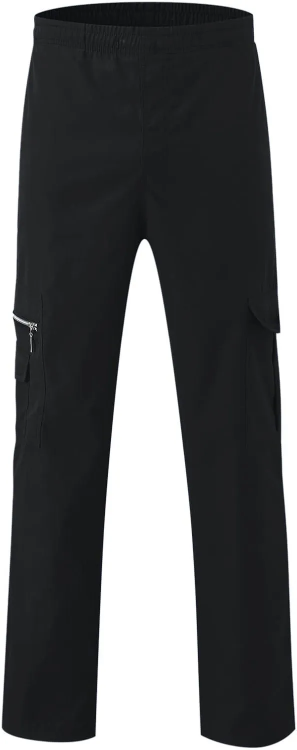 Mens Cargo Pants with Multi-Pockets Elastic Waisted Sports Pants Casual Outdoor Running Jogger Trousers Streetwear