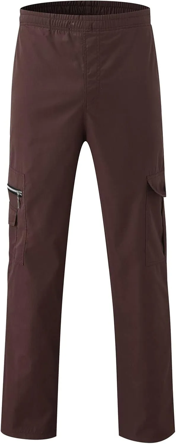 Mens Cargo Pants with Multi-Pockets Elastic Waisted Sports Pants Casual Outdoor Running Jogger Trousers Streetwear