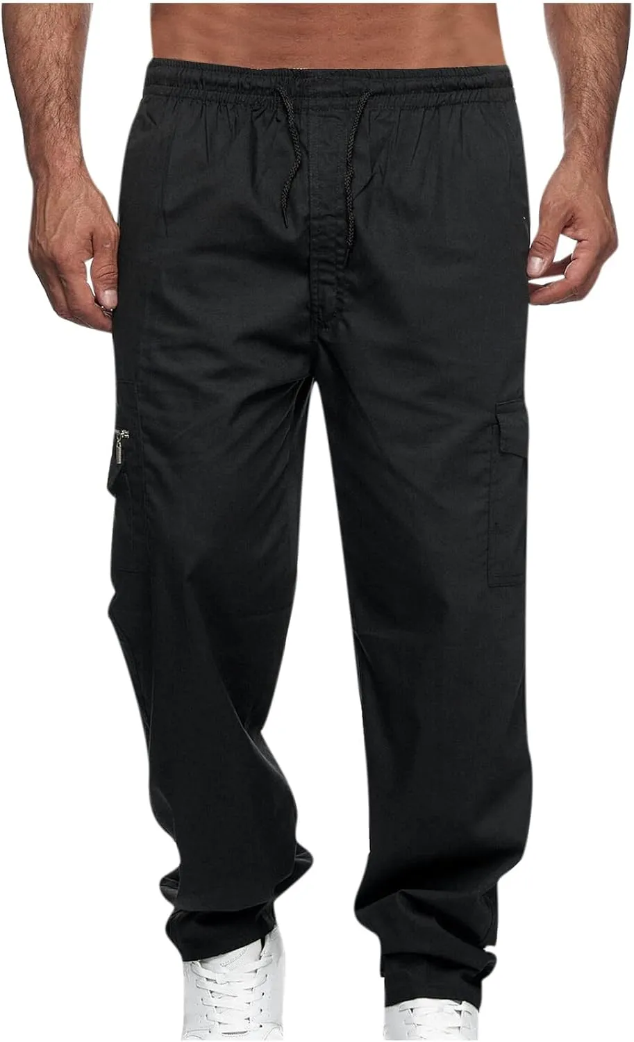 Mens Cargo Pants with Multi-Pockets Elastic Waisted Sports Pants Casual Outdoor Running Jogger Trousers Streetwear