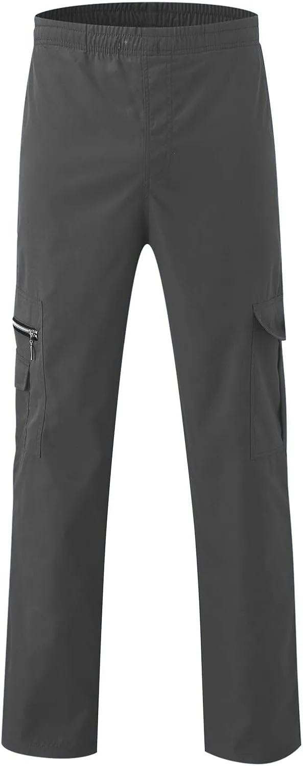 Mens Cargo Pants with Multi-Pockets Elastic Waisted Sports Pants Casual Outdoor Running Jogger Trousers Streetwear