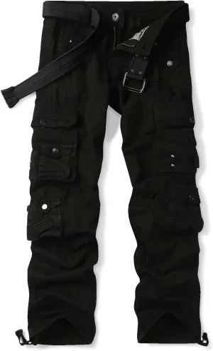 Men's Casual Cargo Cotton Relaxed Fit Tactical Outdoor Work Pants with Multi-Pockets