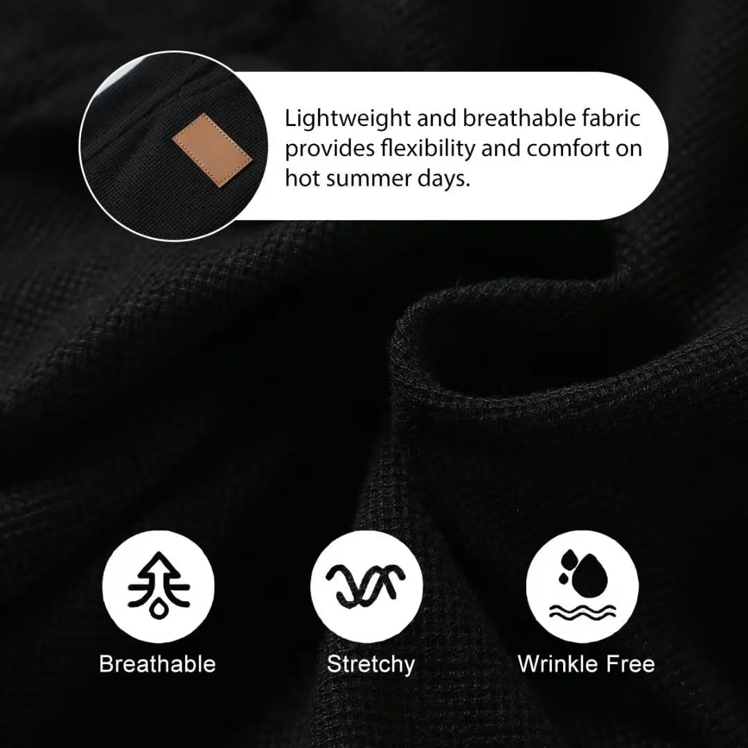 Mens Shorts Casual Waffle Elastic Waistc Drawstring 7" Shorts Summer Beach Lightweight Shorts with Pockets