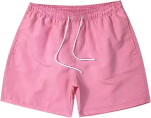 Mens Shorts Quick Dry Workout Athletic Solid Color Shorts with Zipper Pockets Casual Running Drawstring Shorts 2025