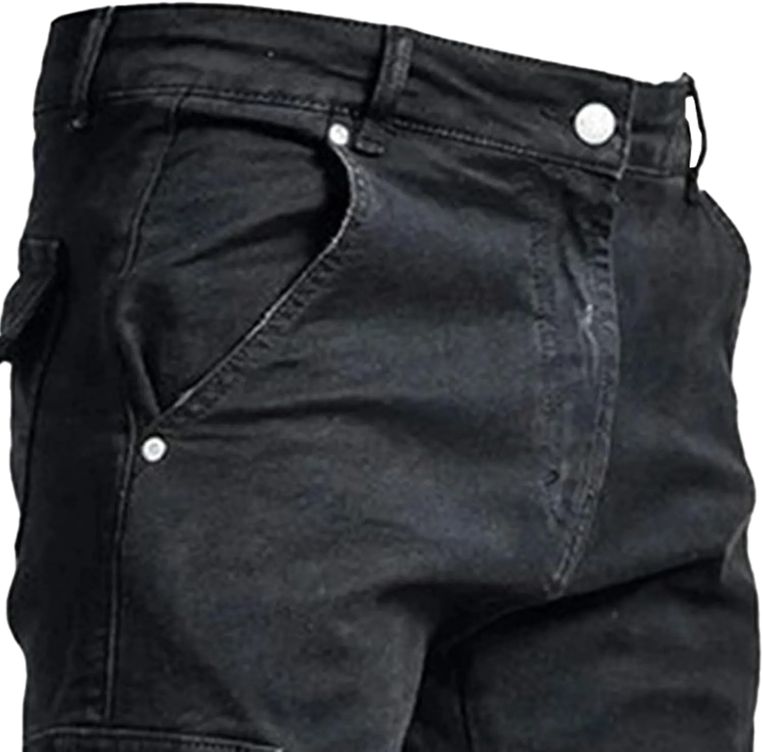 Men's Slim Fit Classic Skinny Cargo Jeans Distressed Multipocket Casual Denim Pants Comfort Stretch Jeans Trouser