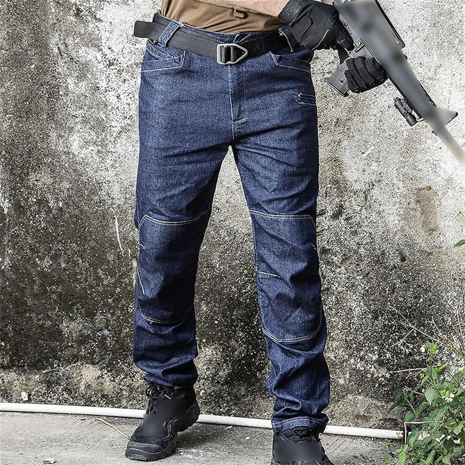 Men's Straight Leg Biker Workwear Jeans Slim Fit Motorcycle Denim Pants Stretch Casual Streetwear Jeans