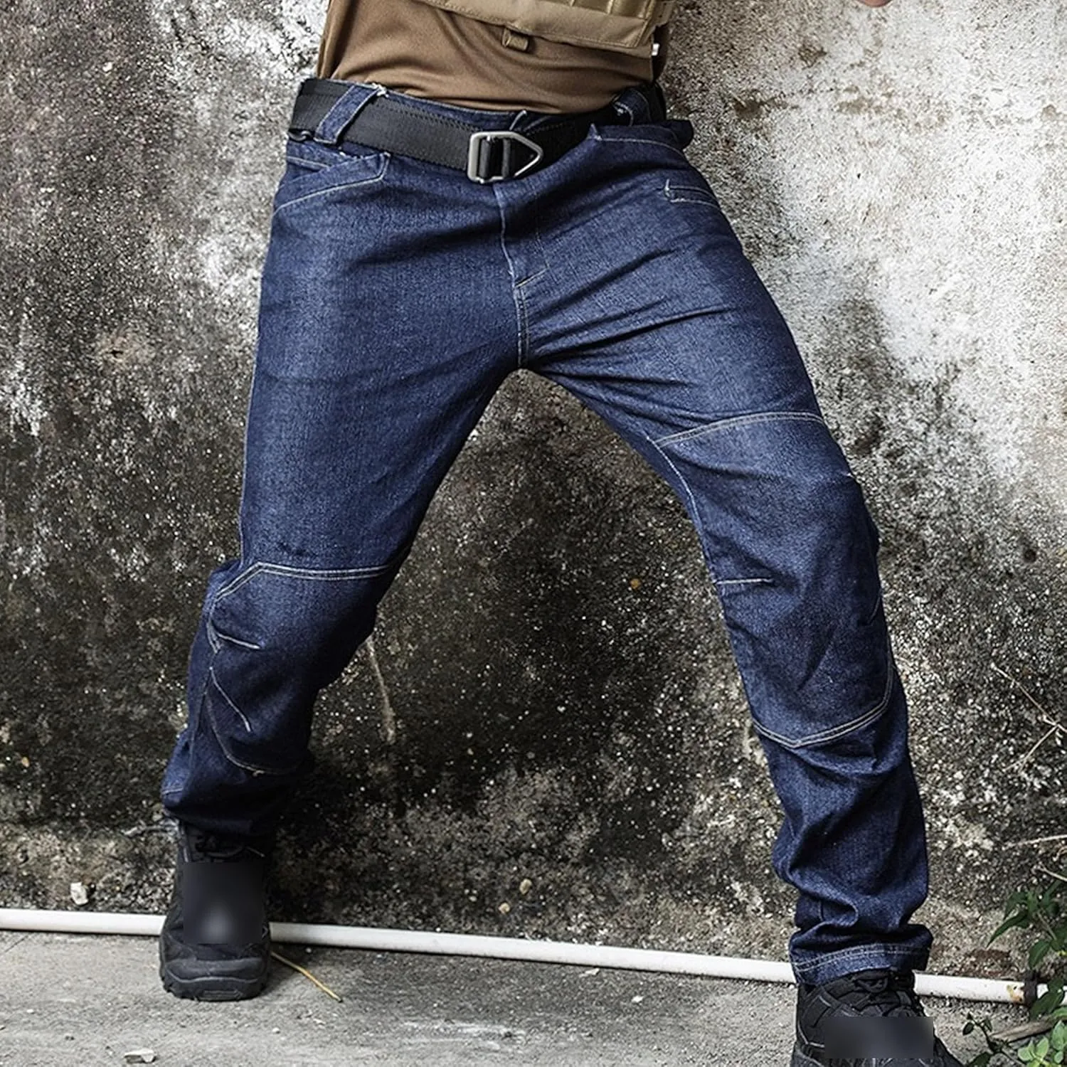 Men's Straight Leg Biker Workwear Jeans Slim Fit Motorcycle Denim Pants Stretch Casual Streetwear Jeans