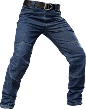 Men's Straight Leg Biker Workwear Jeans Slim Fit Motorcycle Denim Pants Stretch Casual Streetwear Jeans
