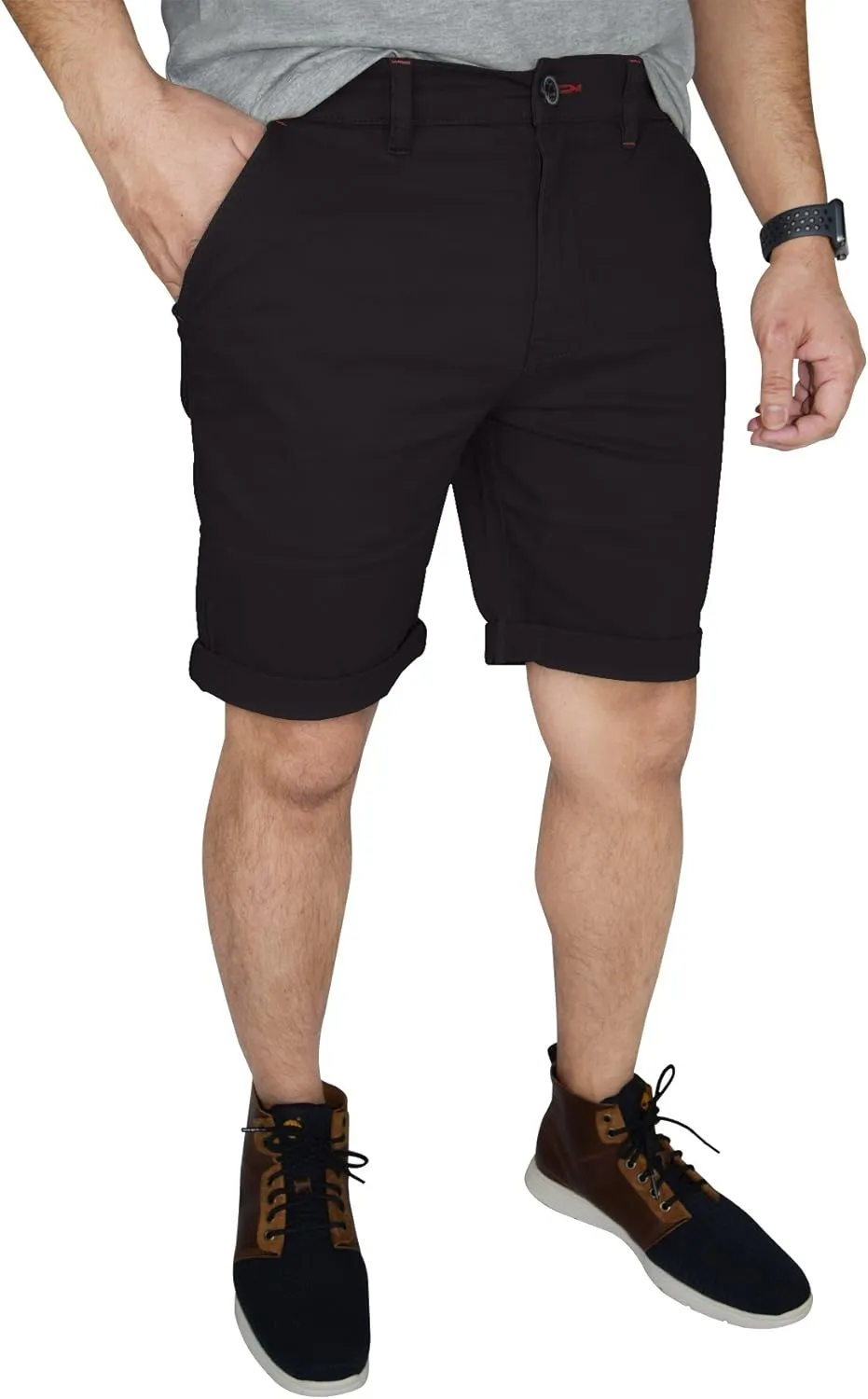 Mens Stretch Chino Shorts Casual Flat Front Slim Fit Shorts Spandex Half Pant…
