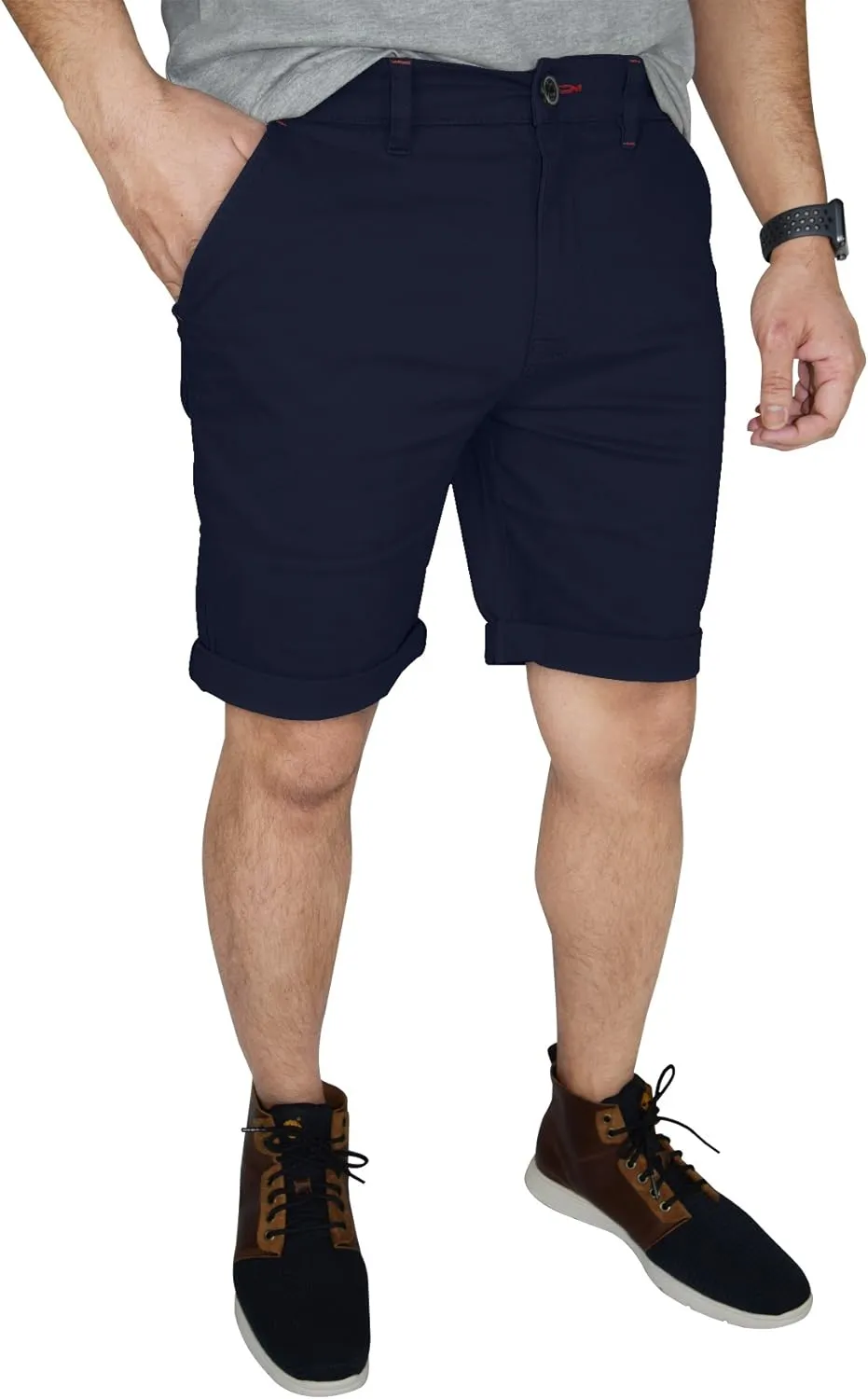 Mens Stretch Chino Shorts Casual Flat Front Slim Fit Shorts Spandex Half Pant…