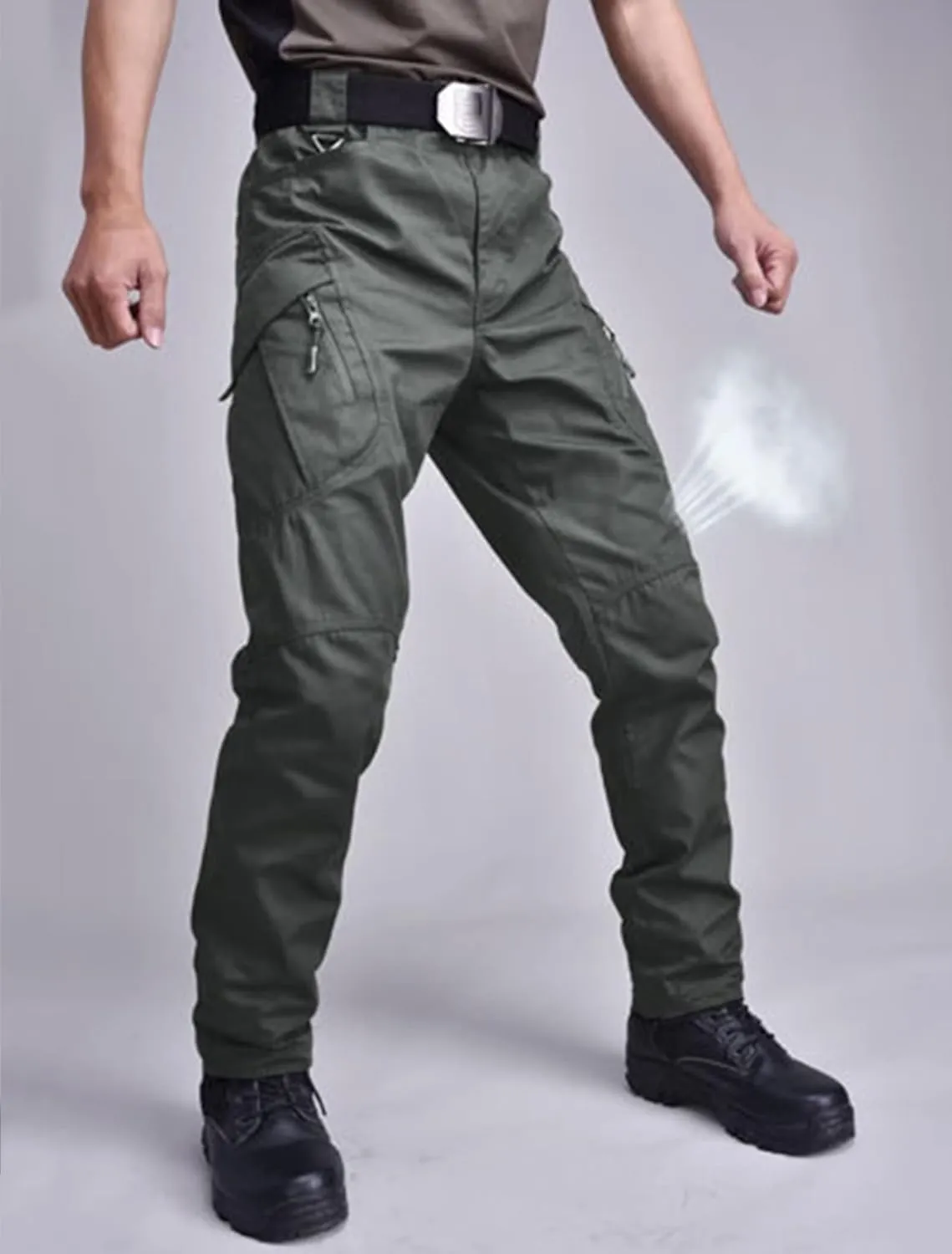 Men's Tactical Pants Waterproof Lightweight Ripstop Outdoor Combat Hiking Cargo Pants Multi Pockets Work Trousers