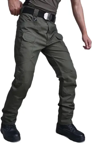 Men's Tactical Pants Waterproof Lightweight Ripstop Outdoor Combat Hiking Cargo Pants Multi Pockets Work Trousers