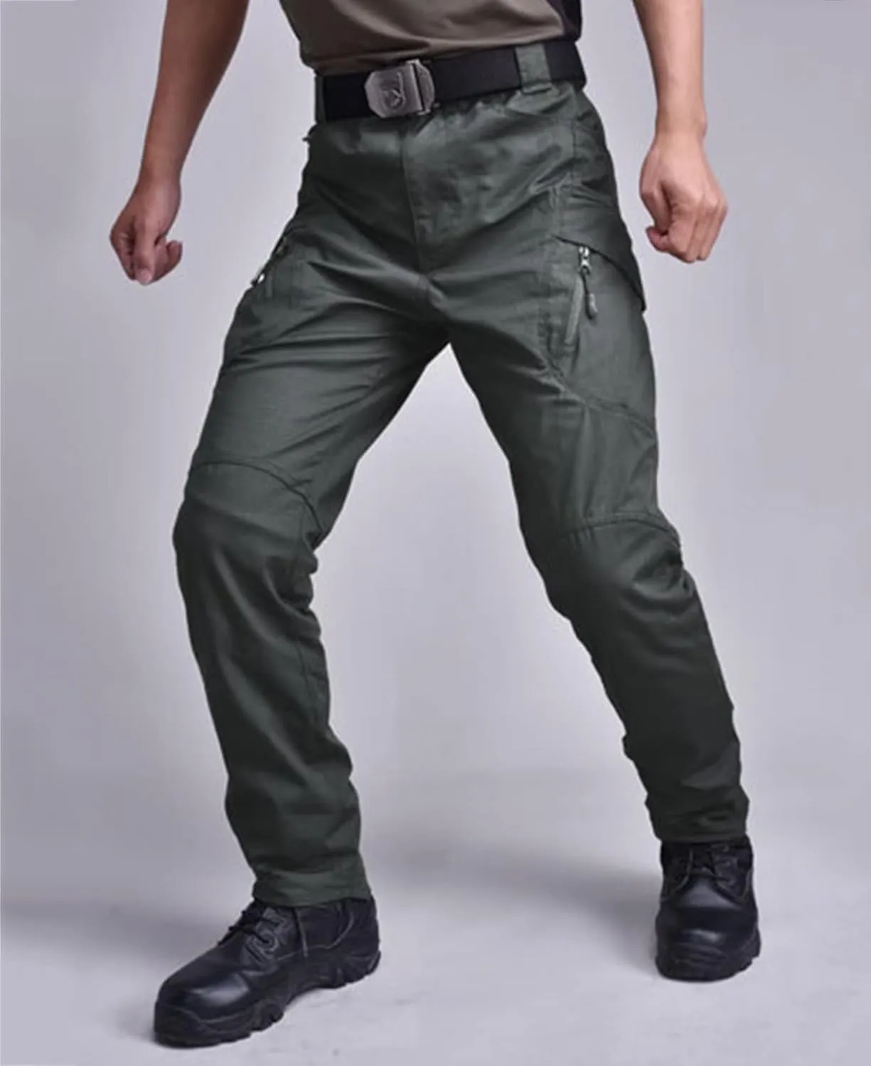 Men's Tactical Pants Waterproof Lightweight Ripstop Outdoor Combat Hiking Cargo Pants Multi Pockets Work Trousers