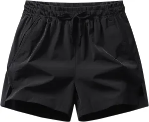 Men's Workout Running Shorts 5 Inches Lightweight Quick Dry Athletic Shorts Soild Color Summer Beach Casual Shorts