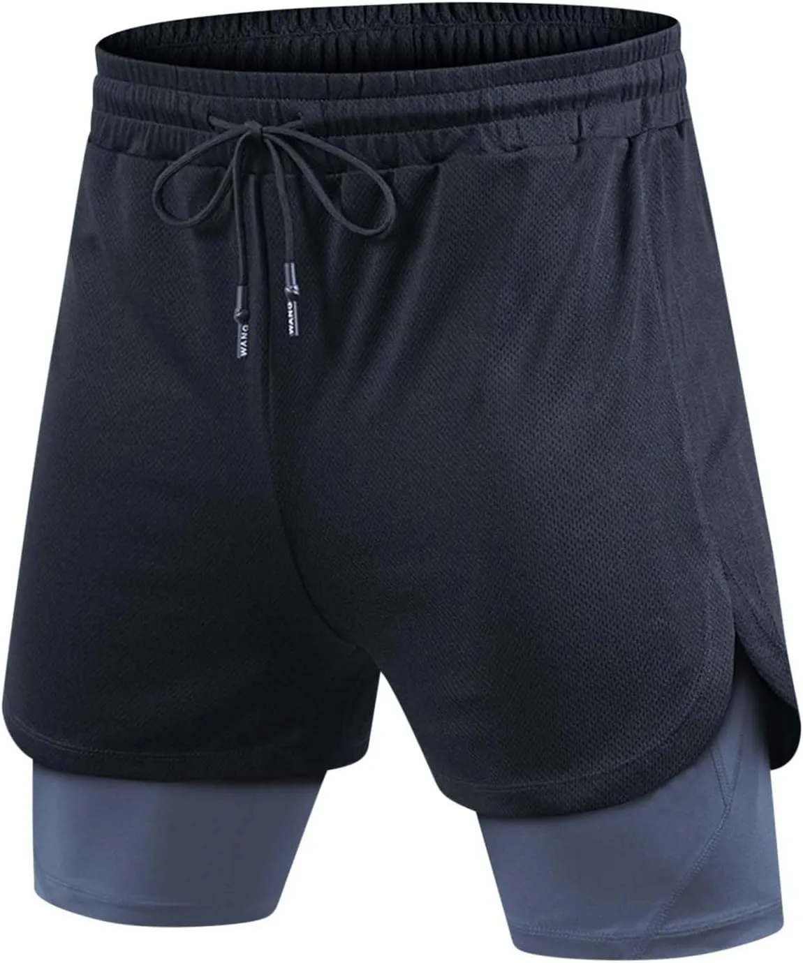 Men's Workout Shorts 2 in 1 Stretch Quick Dry Gym Shorts Running Athletic Shorts with Compression Liner Zip Pocket