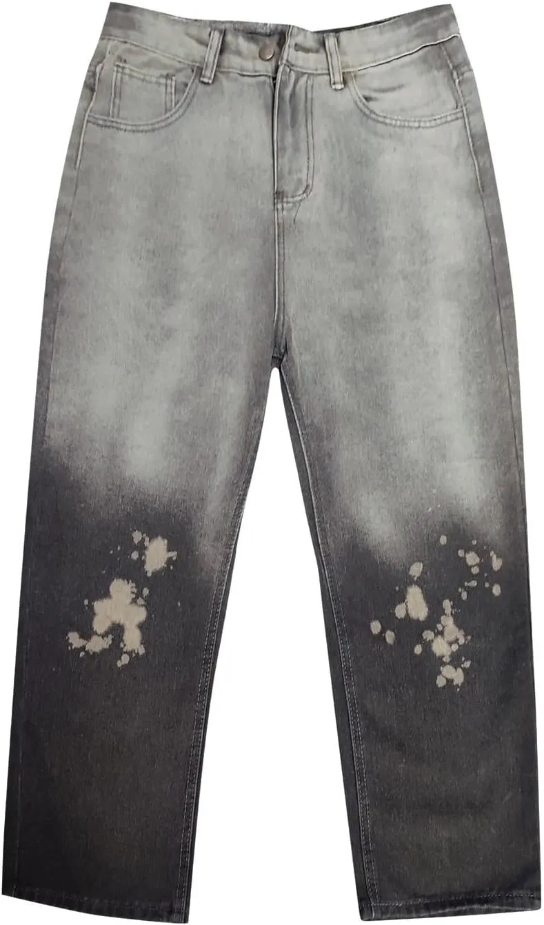 MIDOO Jeans Pants for Men Baggy Casual Aesthetic Jeans Straight Leg Pants Lightweight Loose Stretch Denim Pants Trousers