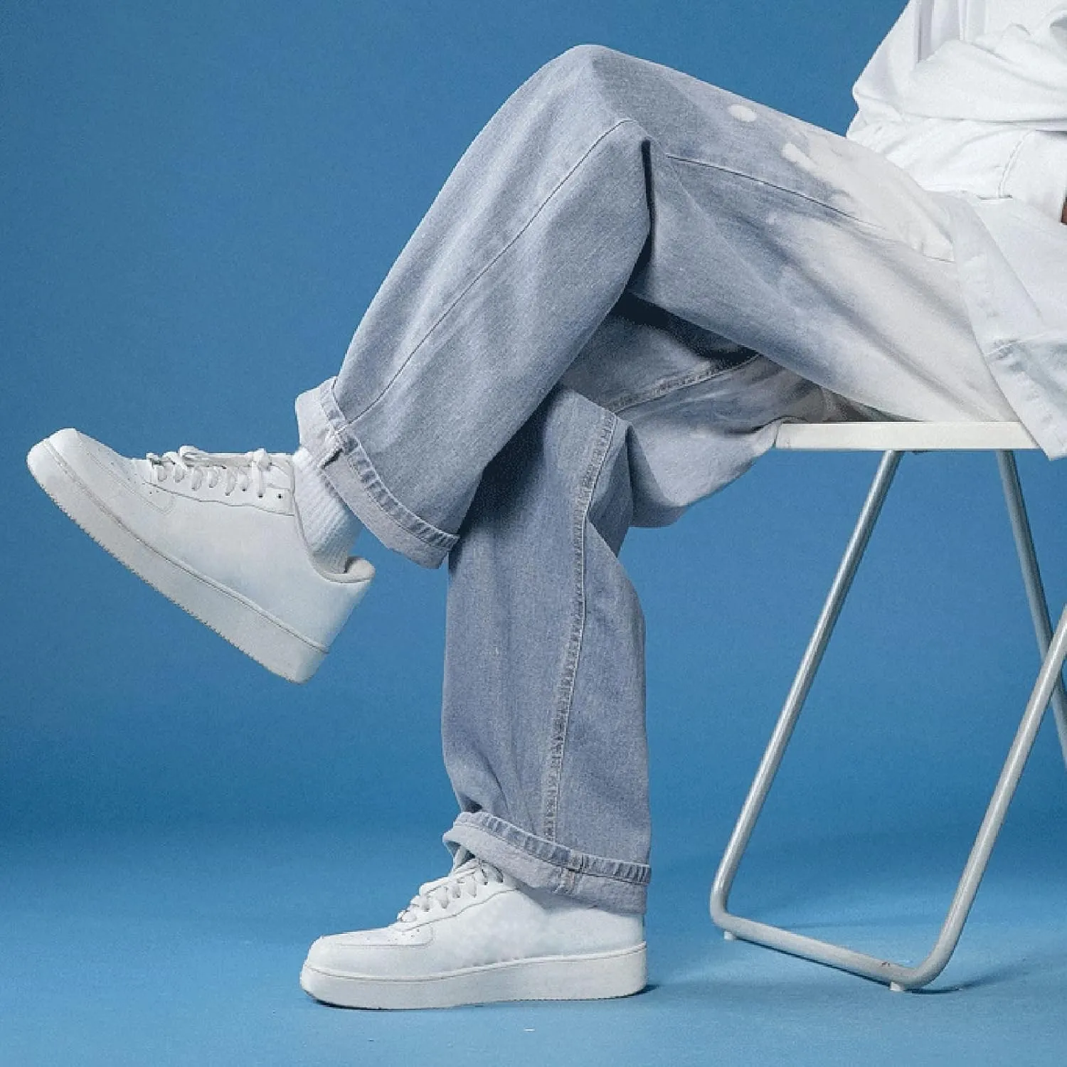 MIDOO Jeans Pants for Men Baggy Casual Aesthetic Jeans Straight Leg Pants Lightweight Loose Stretch Denim Pants Trousers