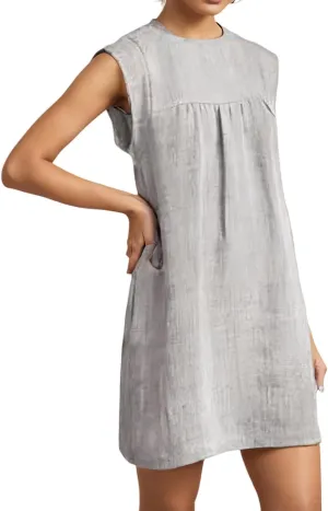 Mini Dresses for Women Summer Cotton Linen A Line Dress Casual Business Short Dress Comfy T Shirt Sundresses Pockets