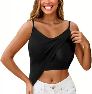 Miyaomn Womens Tank Top with Built in Bra Camisole Workout Tops Padded No Underwire Sports Yoga Bras Summer Basic Undershirts