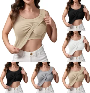 Miyaomn Womens Tank Top with Built in Bra Camisole Workout Tops Padded No Underwire Sports Yoga Bras Summer Basic Undershirts