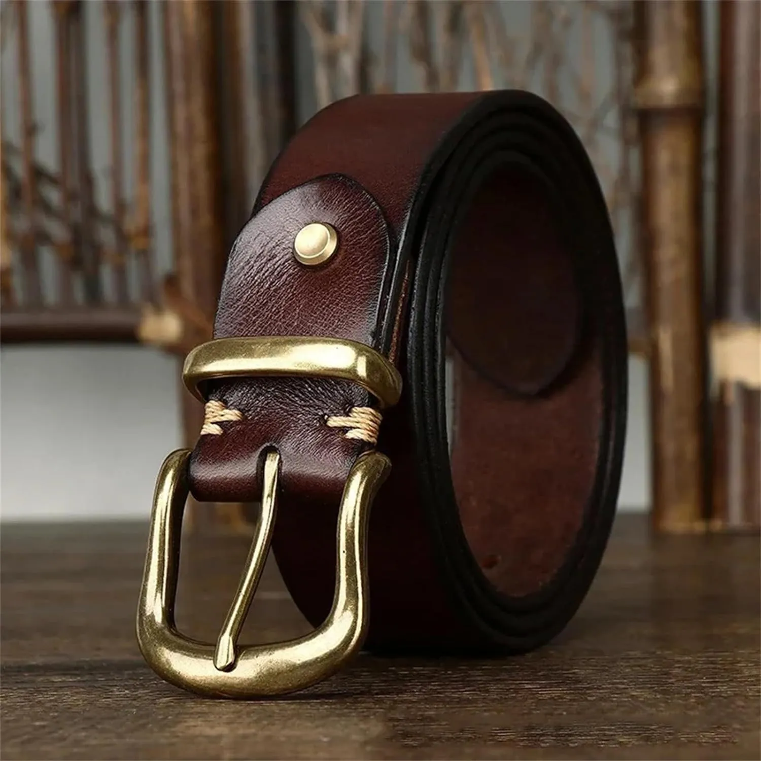 Mnjyihy Men Women Cowskin Leather Belt Business Casual Genuine Leather Strap Pin Buckle Belts For Jeans Pants