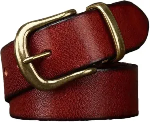 Mnjyihy Men Women Cowskin Leather Belt Business Casual Genuine Leather Strap Pin Buckle Belts For Jeans Pants
