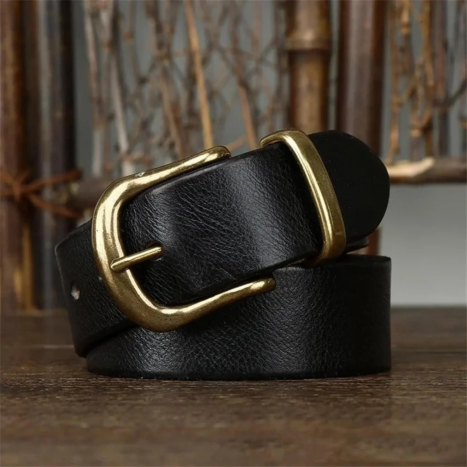 Mnjyihy Men Women Cowskin Leather Belt Business Casual Genuine Leather Strap Pin Buckle Belts For Jeans Pants