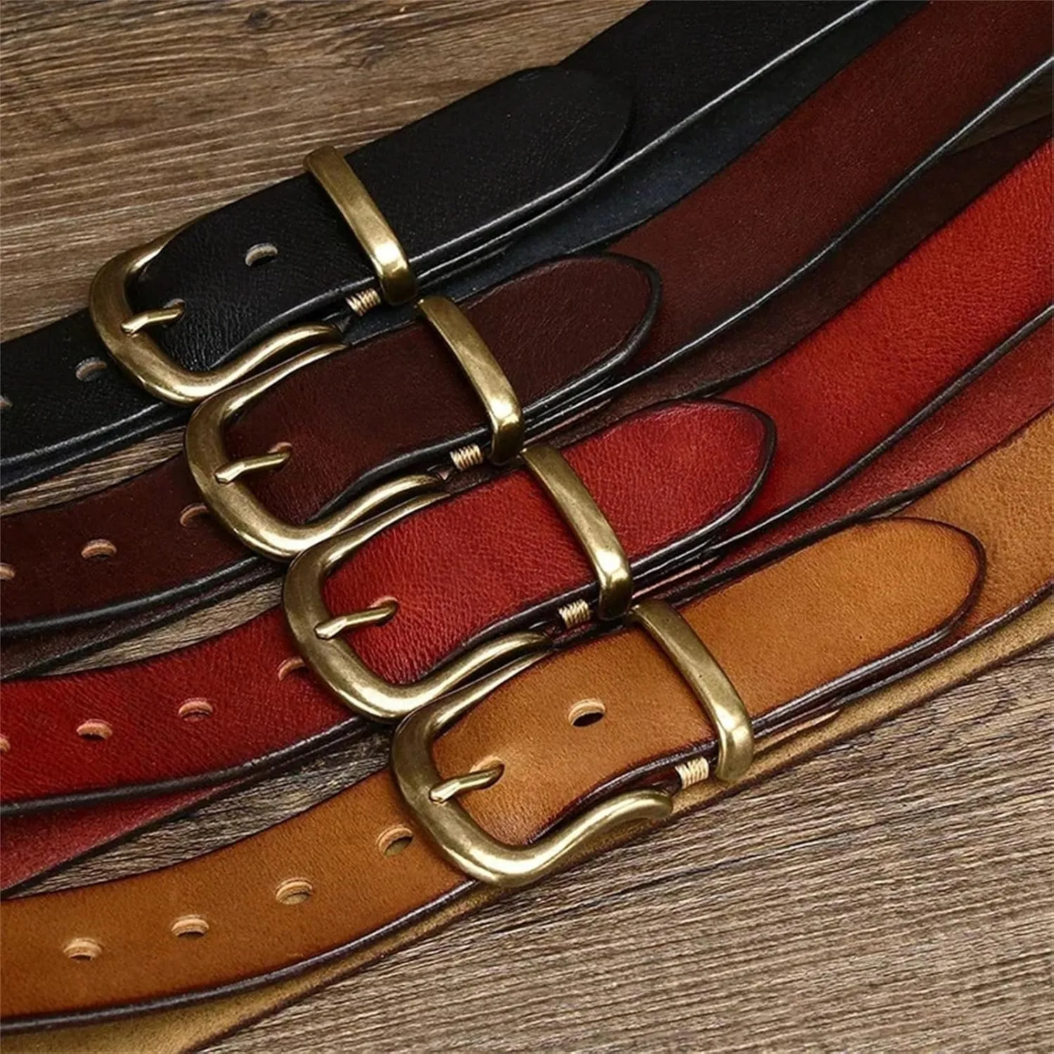Mnjyihy Men Women Cowskin Leather Belt Business Casual Genuine Leather Strap Pin Buckle Belts For Jeans Pants