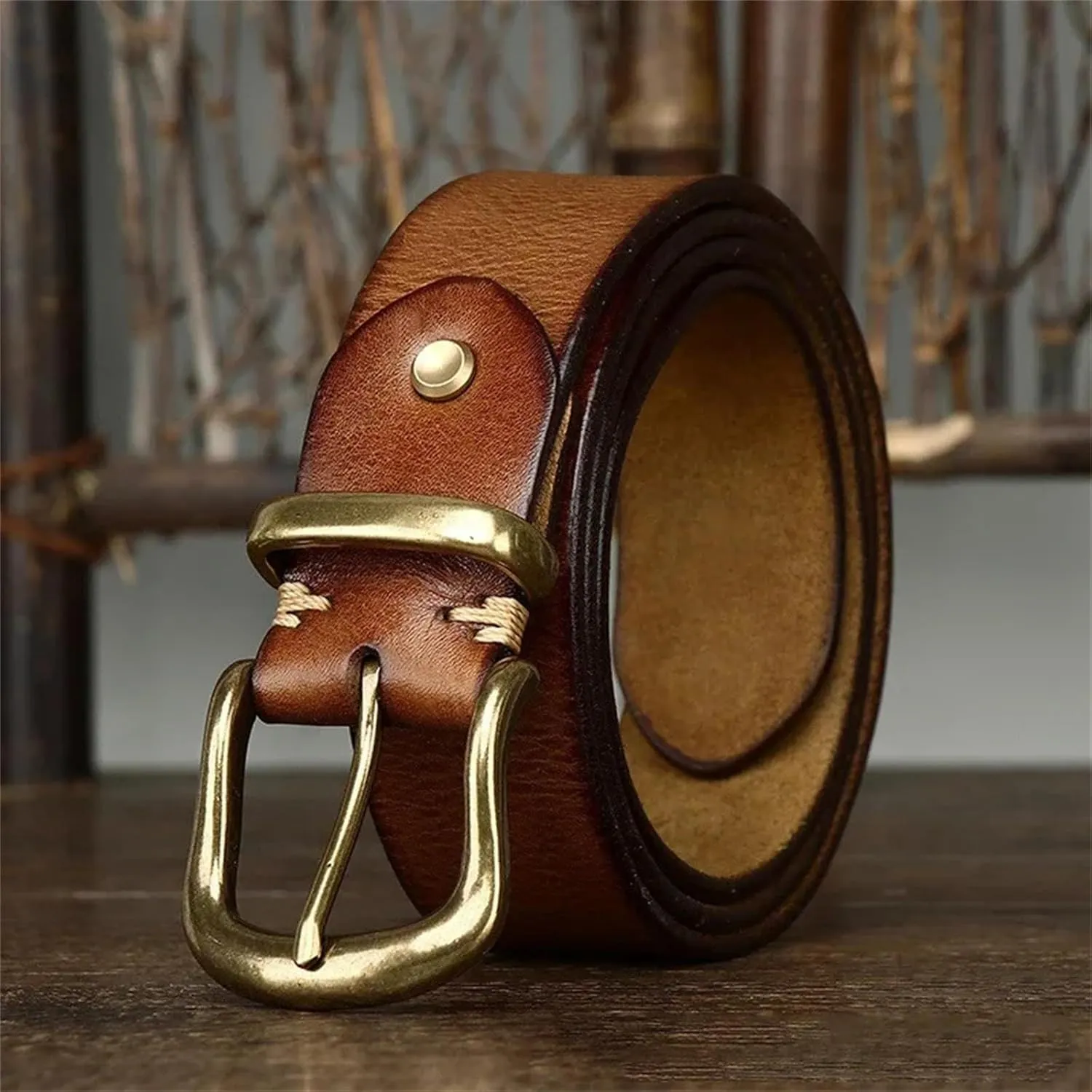 Mnjyihy Men Women Cowskin Leather Belt Business Casual Genuine Leather Strap Pin Buckle Belts For Jeans Pants