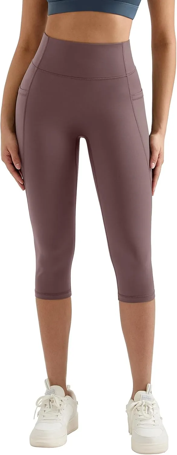 MOOSLOVER Women Buttery Soft Capris Leggings with Pockets High Waisted Scrunch Butt Tummy Control Workout Yoga Pants
