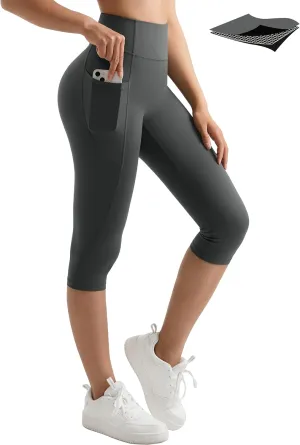 MOOSLOVER Women Buttery Soft Capris Leggings with Pockets High Waisted Scrunch Butt Tummy Control Workout Yoga Pants