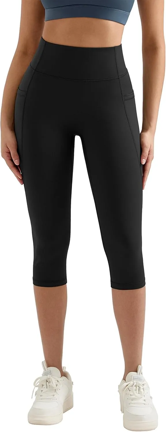 MOOSLOVER Women Buttery Soft Capris Leggings with Pockets High Waisted Scrunch Butt Tummy Control Workout Yoga Pants