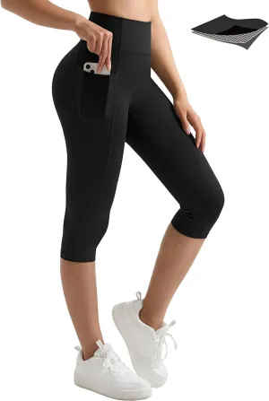 MOOSLOVER Women Buttery Soft Capris Leggings with Pockets High Waisted Scrunch Butt Tummy Control Workout Yoga Pants