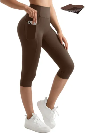 MOOSLOVER Women Buttery Soft Capris Leggings with Pockets High Waisted Scrunch Butt Tummy Control Workout Yoga Pants