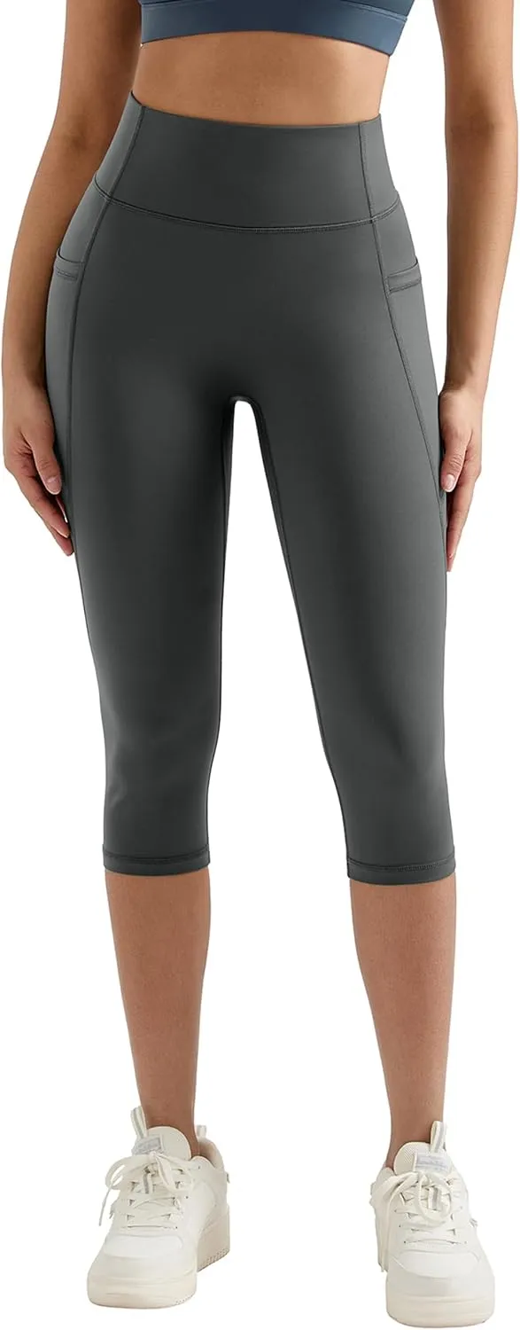MOOSLOVER Women Buttery Soft Capris Leggings with Pockets High Waisted Scrunch Butt Tummy Control Workout Yoga Pants