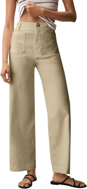 NBXNZWF Womens Wide Leg Cropped Pants Stretch Twill Jeans with Patch Pocket Straight Leg High Waisted Chino Casual Jeans