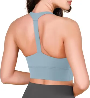 ODODOS ODLEX Halter Sports Bra for Women Padded Wirefree Y Racerback Workout Yoga Bra